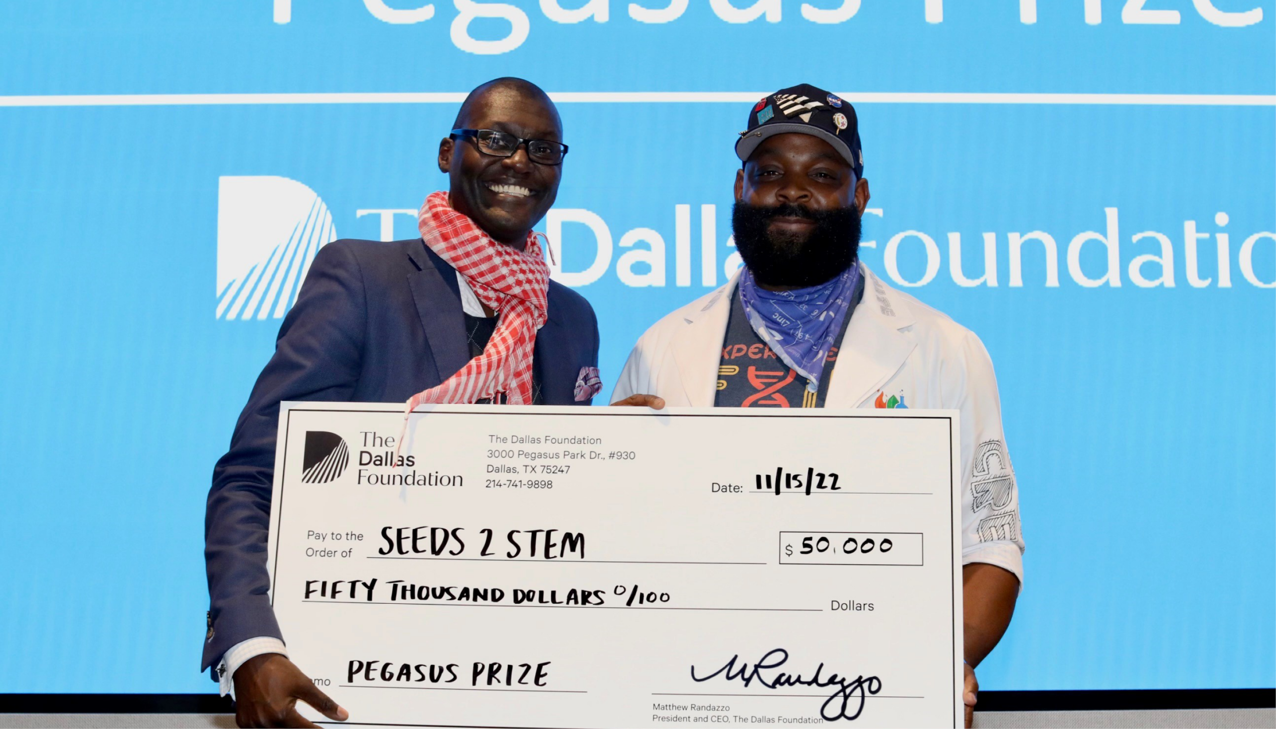 2022 Pegasus Prize Check Presentation